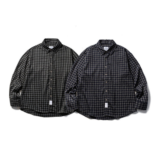 Unisex Oversize-Karo-Flanellhemd mit Hemdkragen, Button-Front und abgerundetem Saum Nord Taschen