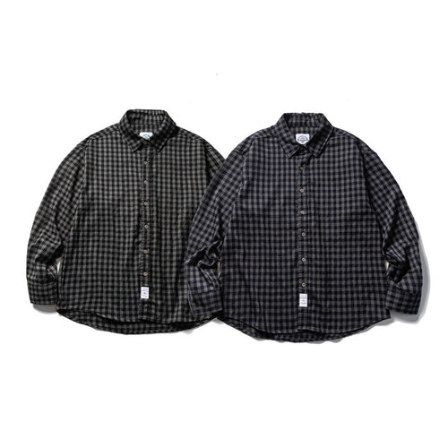 Unisex Oversize-Karo-Flanellhemd mit Hemdkragen, Button-Front und abgerundetem Saum Nord Taschen