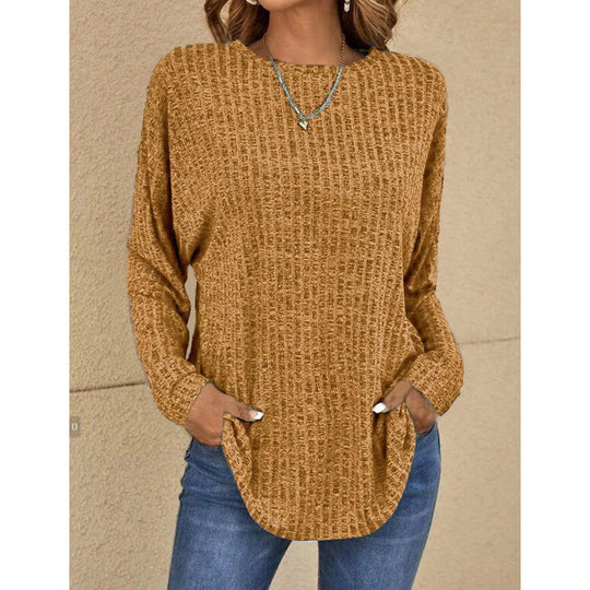 Damen Oversized Struktur-Strickpullover mit Rundhals und Eingrifftaschen Nord Taschen