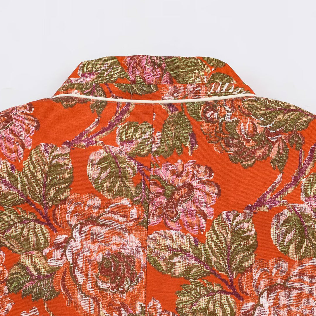 Damen Kurzblazer im Brokat‑Jacquard mit Stehkragen und Paspelkante Nord Taschen