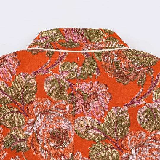 Damen Kurzblazer im Brokat‑Jacquard mit Stehkragen und Paspelkante Nord Taschen