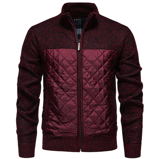Herren Gestepptes Hybrid-Strickjacke mit Stehkragen und durchgehendem Reißverschluss Nord Taschen