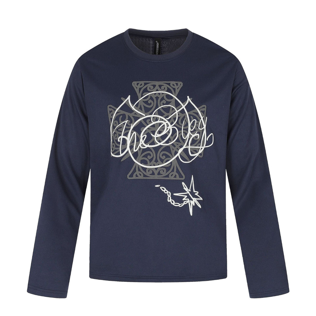 Damen Langärmliges Rundhals-Shirt mit dekorativem Print Nord Taschen