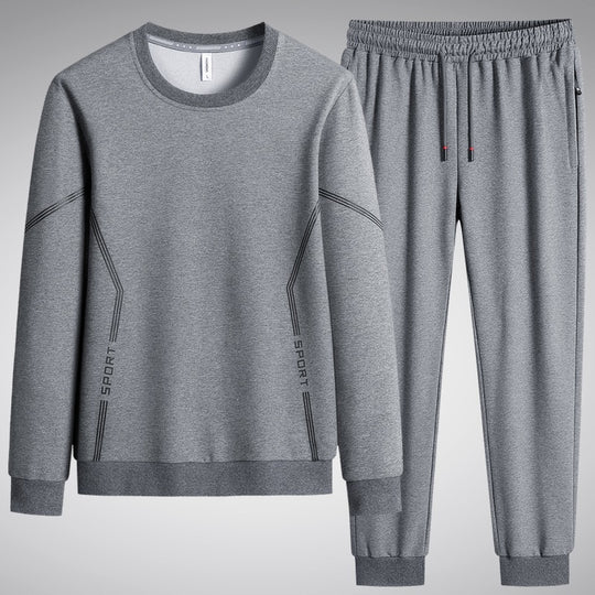 Herren Sportliches Freizeit-Jogginganzug-Set aus atmungsaktivem Funktionsfleece mit Rundhalsausschnitt & Kordelbund Nord Taschen