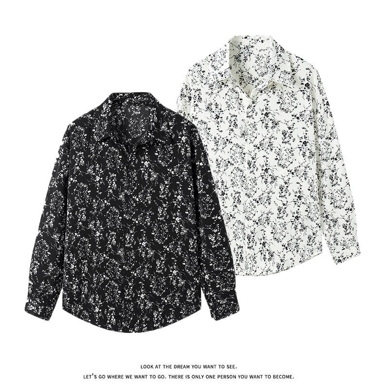 Damen Langärmliges Hemd mit floralem Allover-Print und klassischem Kragen Nord Taschen
