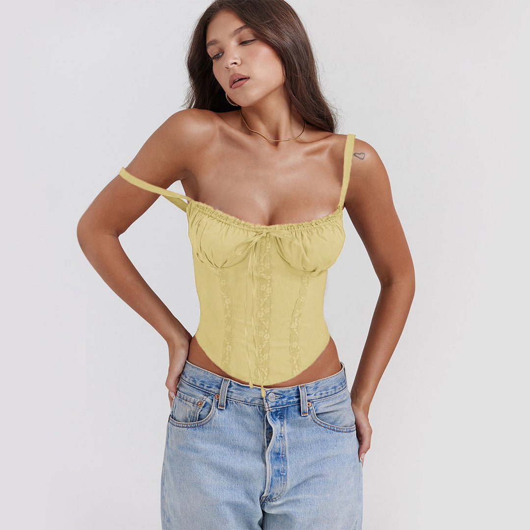 Damen Bustier-Oberteil mit eleganten Rüschen und verstellbaren Trägern