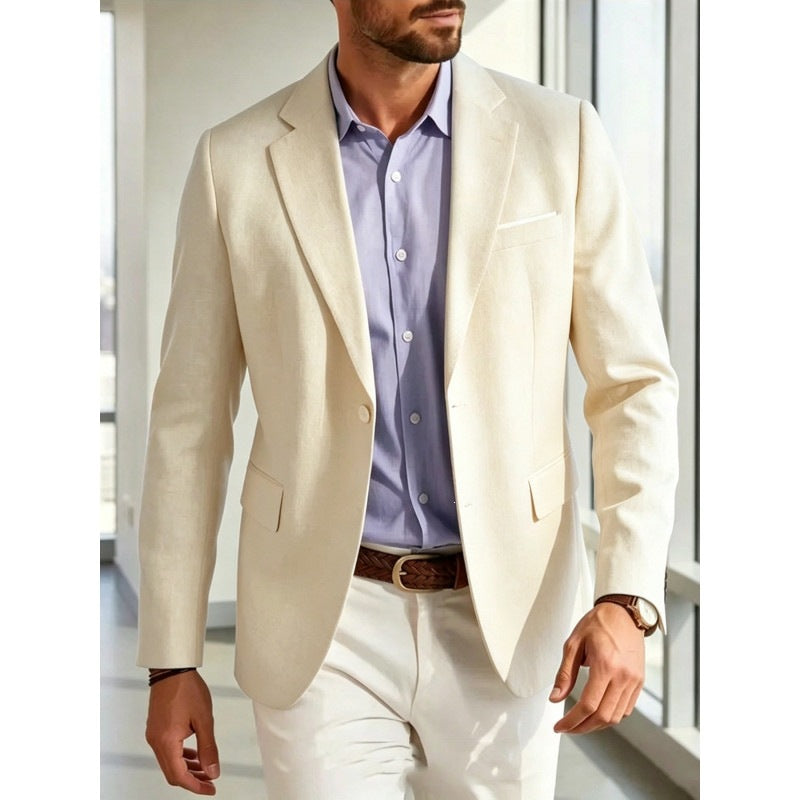 Herren Sommerliches Leinen-Blazer-Sakko mit atmungsaktivem Gewebe und taillierter Passform Nord Taschen