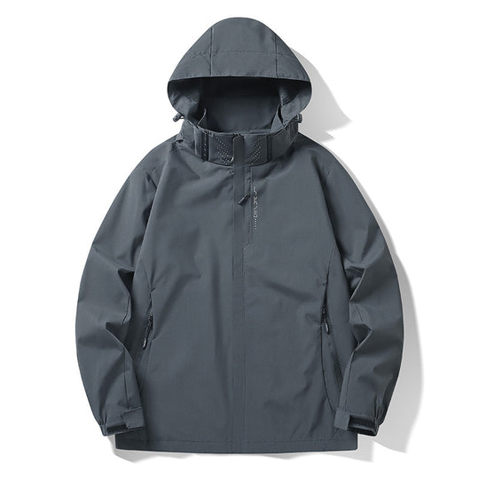 Herren Wasser- und winddichte technische Kapuzen-Outdoorjacke mit verschweißten Nähten und atmungsaktivem Futter Nord Taschen