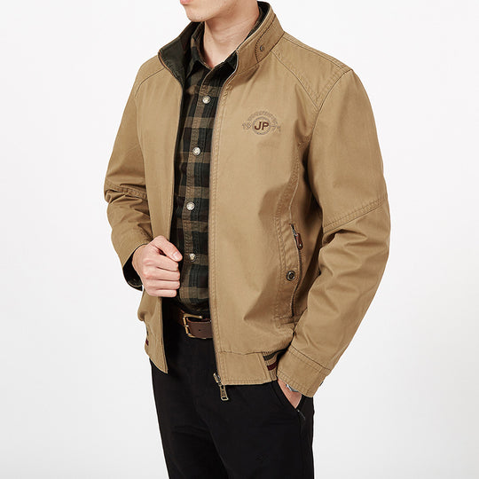 Herren leichte Canvas-Übergangsjacke mit gesteppter Schulterpasse und Reißverschluss Nord Taschen