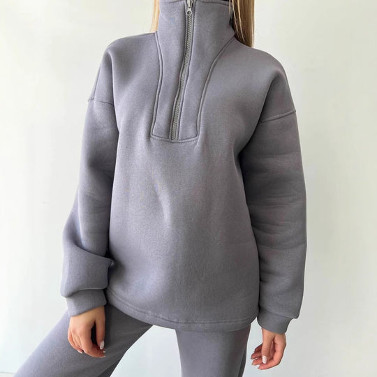 Damen Cropped-Sweatshirt-Set mit hohem Kragen und High-Waist-Jogginghose Nord Taschen