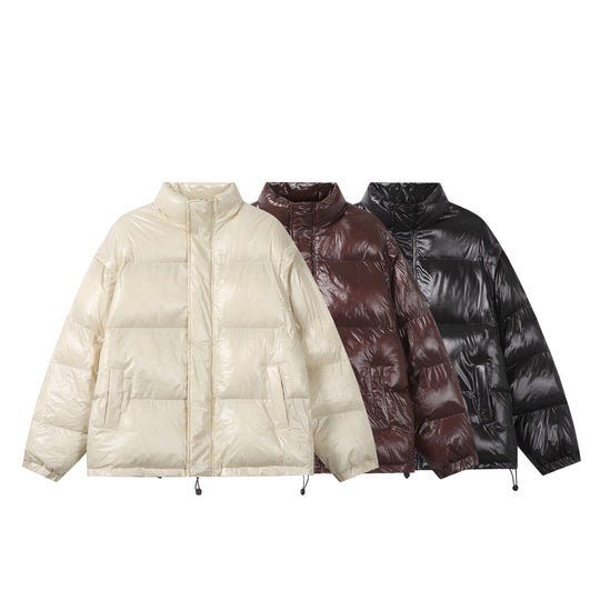 Unisex Glänzende Boxy‑Wattierte Oversize‑Pufferjacke mit hohem Stehkragen Nord Taschen