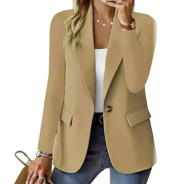 Damen Eleganter Casual Blazer mit modernen Taschen und dezentem Knopf