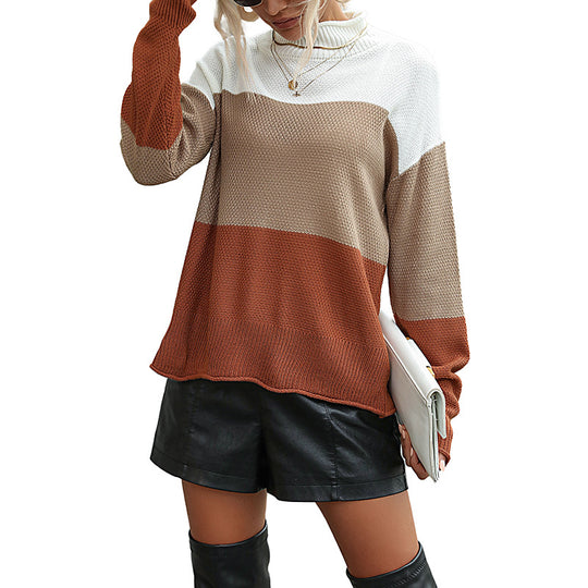 Damen Bequemer Strickpullover mit hohem Kragen Nord Taschen