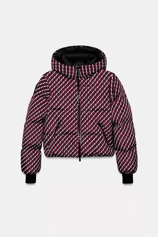 Damen 30+ taillierte Bootcut‑Skihose mit Allover‑Print, Reißverschlusstaschen und verstärktem Beinabschluss Nord Taschen