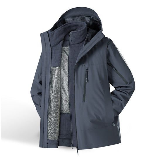 Damen Zweiteiliges wasserdichtes Funktionsjacken-Set mit herausnehmbarer Fleece-Innenjacke Nord Taschen