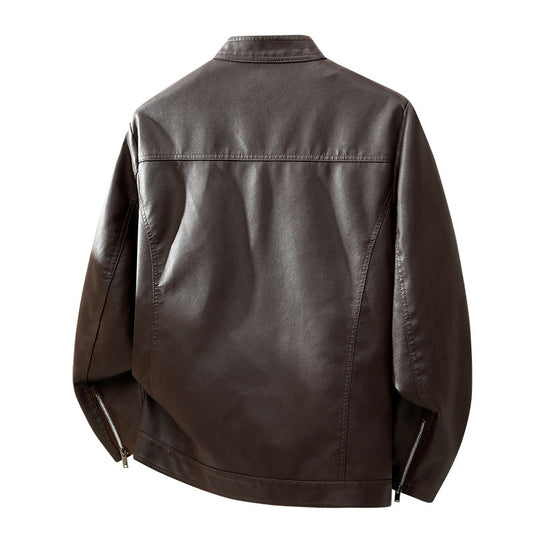 Herren Schlichte Kunstleder-Cityjacke mit Stehkragen, Zweiwege-Reißverschluss & Eingrifftaschen Nord Taschen