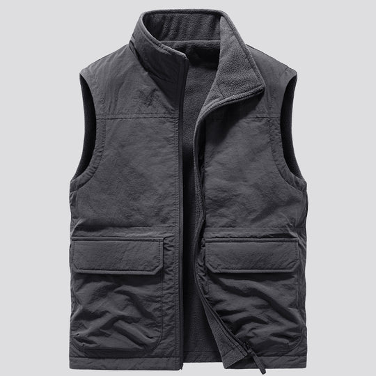 Herren Outdoor-Utilityweste mit Fleece-Innenlage, hohem Stehkragen und Frontklappentaschen Nord Taschen