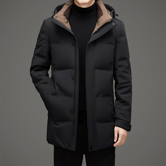 Herren Wattierte Kapuzen-Steppjacke mit verlängertem Schnitt und winddichter Membran Nord Taschen