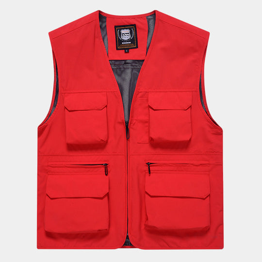 Herren Multifunktionale Utility‑Weste aus technischem Canvas mit Mesh‑Futter und Frontreißverschluss Nord Taschen