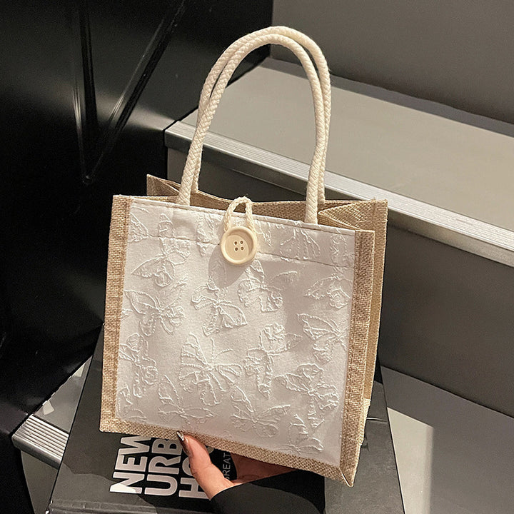 Damen Jute-Tasche mit floralem Stickdesign und robusten Griffen Nord Taschen