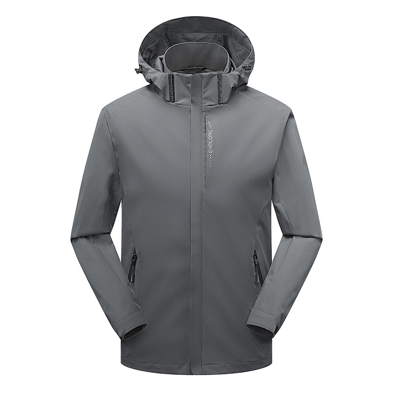 Herren leichter wasserdichter Softshell‑Hoodie mit Kapuze und Tarn‑Hex‑Alloverprint Nord Taschen