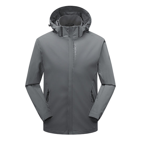 Herren leichter wasserdichter Softshell‑Hoodie mit Kapuze und Tarn‑Hex‑Alloverprint Nord Taschen