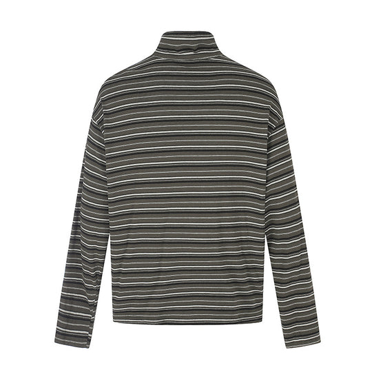 Herren Lässiges Henley-Langarmshirt mit Stehkragen und feinem Streifenmuster Nord Taschen