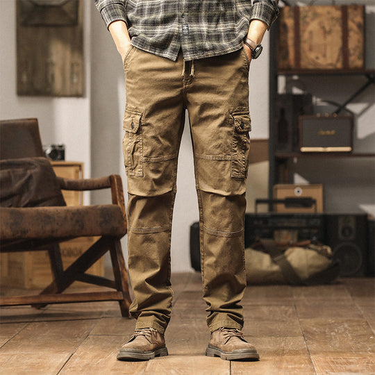 Herren Strapazierfähige Canvas-Cargohose mit ergonomischen Kniefalten, Tunnelzugbund und aufgesetzten Klapptaschen Nord Taschen