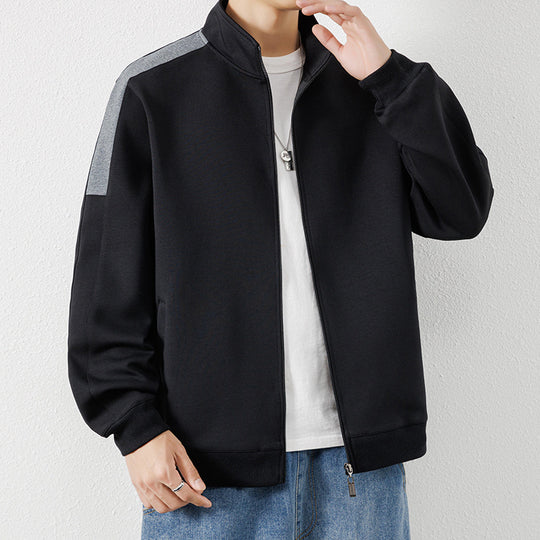 Herren Leichte Zip‑Trainingsjacke im Minimalstil mit Stehkragen und Kontrastpaspel Nord Taschen