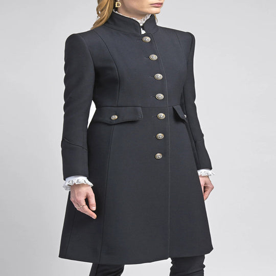 Damen Taillierter Mantel im Uniform‑Tailoring mit Stehkragen, Zierknopfleiste und Pattentaschen Nord Taschen