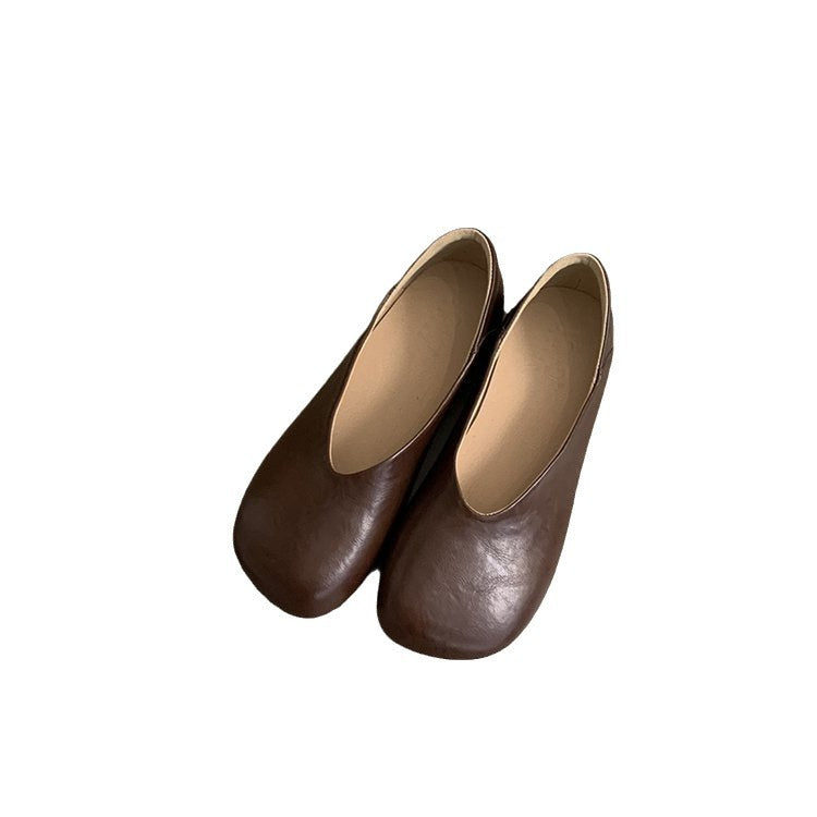 Damen Ballerina-Pantoletten mit weichem Leder und bequemem Fußbett