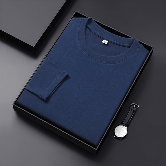 Herren Langarmshirt aus Premium-Baumwollmix mit Rundhalsausschnitt und feiner Rippstruktur Nord Taschen