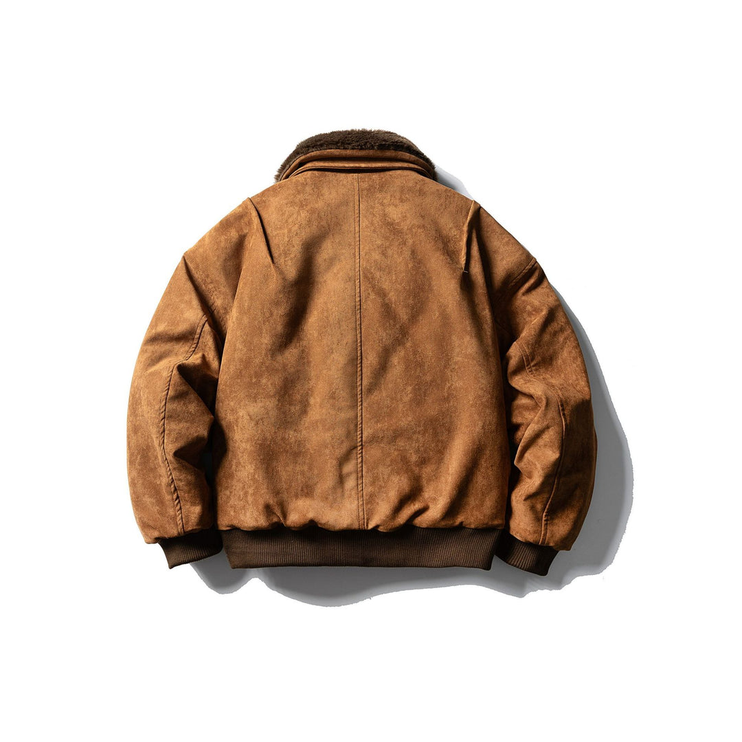 Herren Wattierter Fliegerblouson mit Kunstfellkragen, Velours‑Suede Optik und Utility‑Taschen Nord Taschen