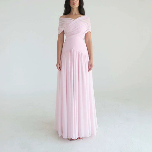 Damen Elegantes Maxikleid mit Wickeloptik und transparenten Ärmeln Nord Taschen