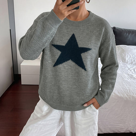 Damen Relaxed-Strickpullover mit Stern-Intarsie, Rundhalsausschnitt & lässigem Sitz Nord Taschen