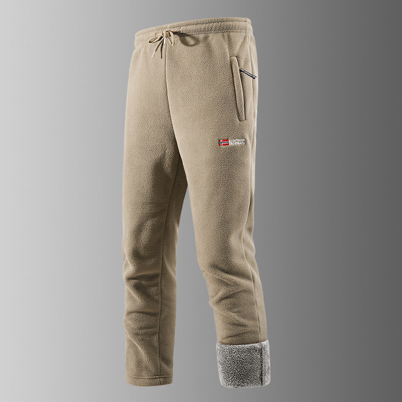 Herren Thermo-Fleece-Jogginghose mit Sherpa‑Bündchen, Kordelzug & Reißverschlusstaschen Nord Taschen