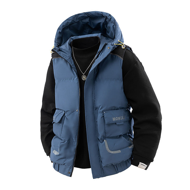Herren Gesteppte Outdoor-Weste mit Kapuze, Cargo-Taschen und verstellbarem Saum Nord Taschen