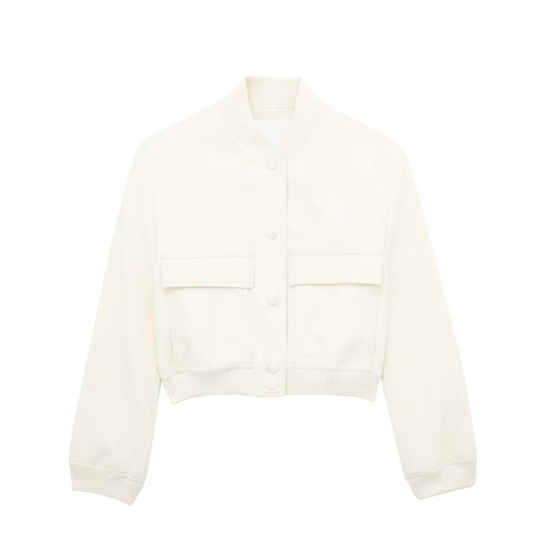 Damen Boxy-Cropped-Jacke im Worker-Look mit Pattentaschen und Rippkragen Nord Taschen