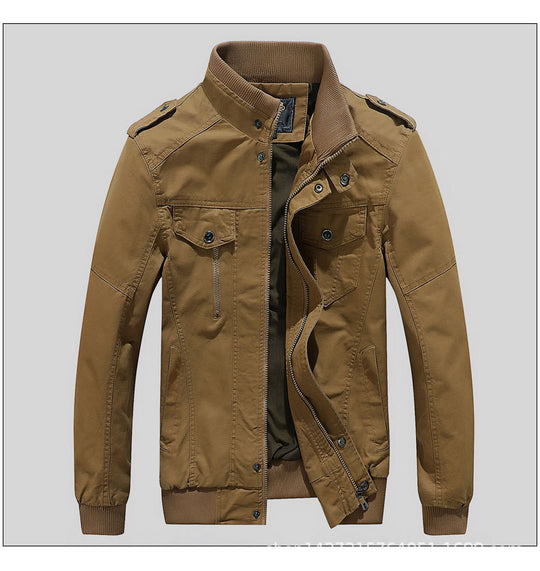 Herren Urbaner Canvas-Pilotblouson mit verstärkten Schultern, Stehkragen und verdecktem Reißverschluss Nord Taschen