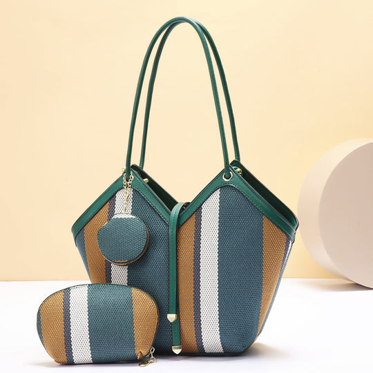 Damen vielseitige Tragetasche mit geometrischem Design und abnehmbaren Kosmetiktäschchen Nord Taschen