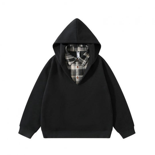 Unisex Oversize Kapuzenpullover mit integriertem Hemdkragen im Layering‑Look Nord Taschen