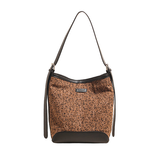 Damen Umhängetasche aus hochwertigem Wildleder mit elegantem Leopardenmuster Nord Taschen