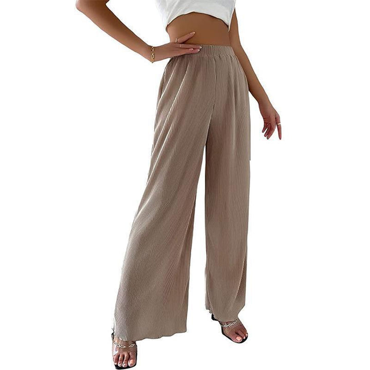 Damen Fließende Plissierte weit geschnittene Hose