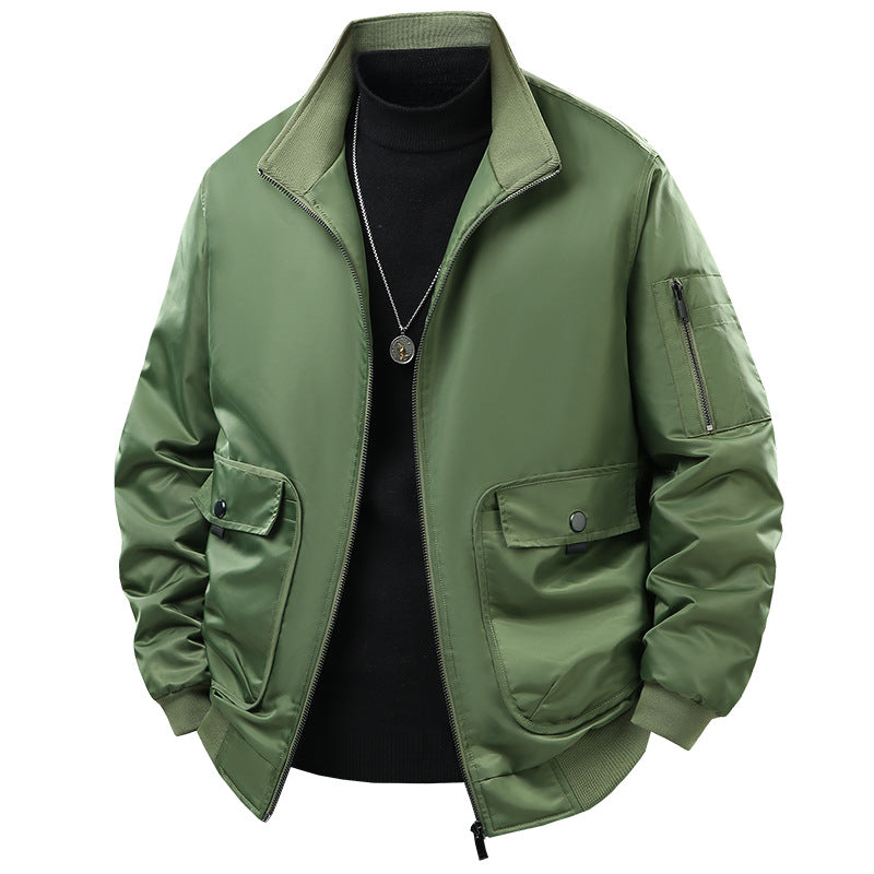 Herren Bomberjacke mit Stehkragen, Utility-Taschen und wattierter Thermoisolierung Nord Taschen