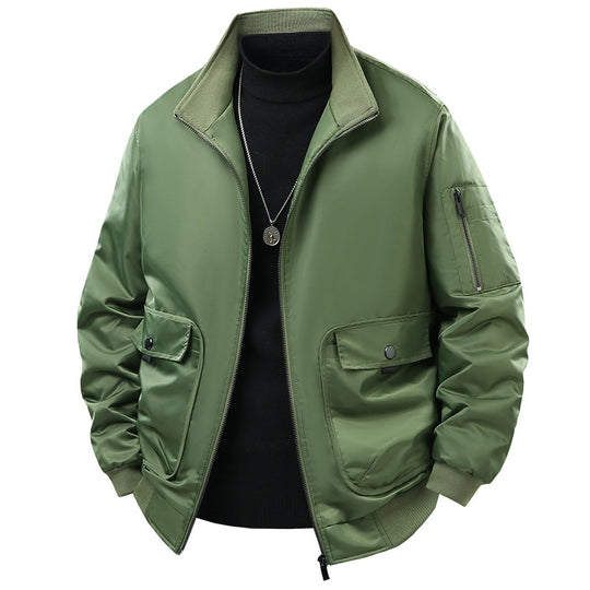 Herren Bomberjacke mit Stehkragen, Utility-Taschen und wattierter Thermoisolierung Nord Taschen