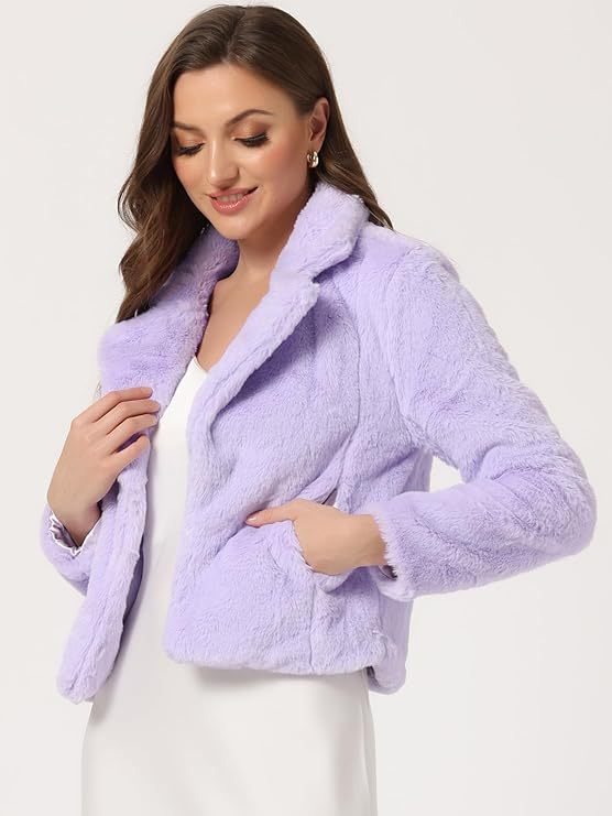 Damen Kurzblouson aus samtigem Faux‑Fur mit fallendem Revers und figurfreundlichem Cropped‑Schnitt Nord Taschen