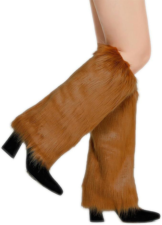 Damen lange Kunstfell‑Beinwärmer mit Shaggy‑Optik und elastischem Bund Nord Taschen