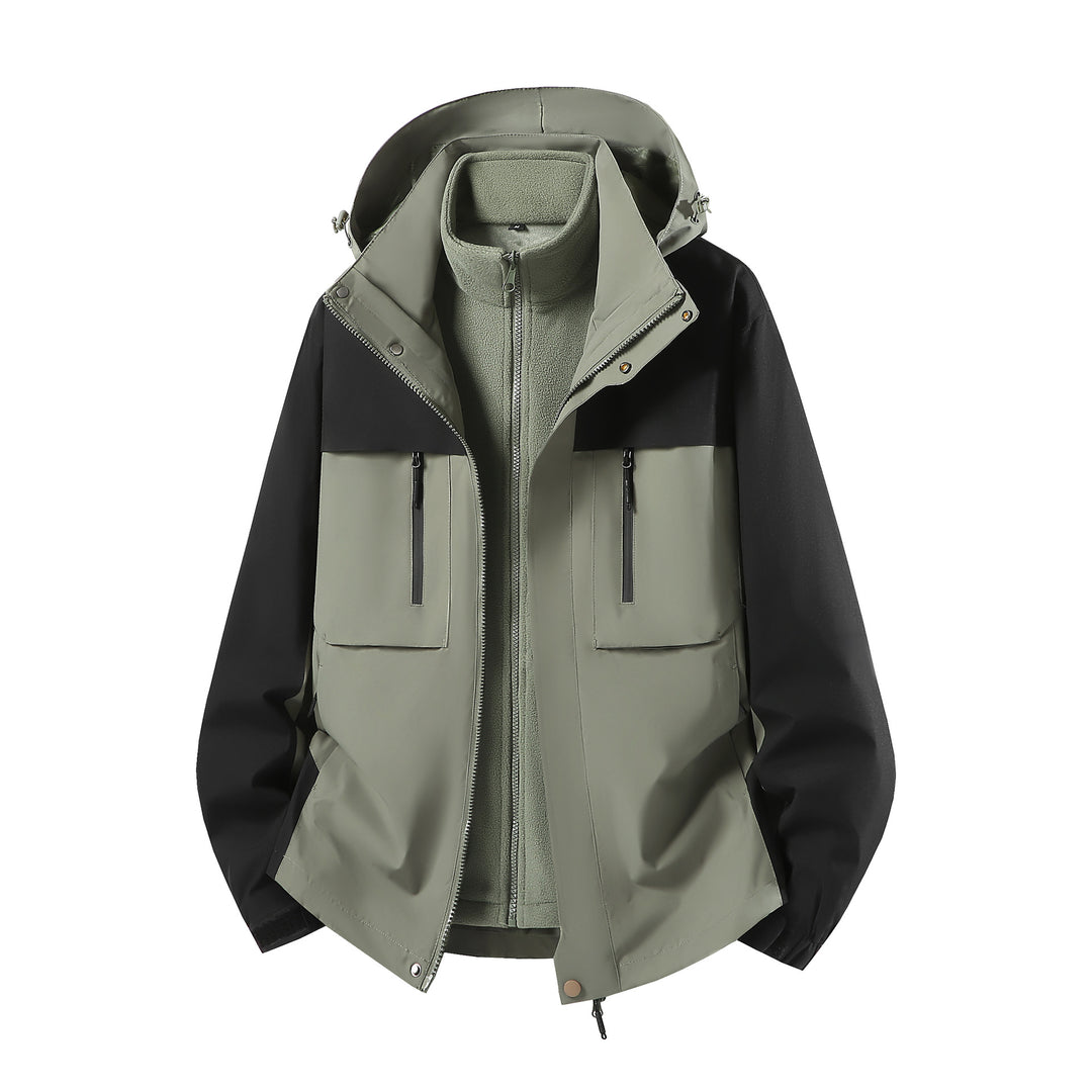 Herren Zweiteiliger Softshell-Parka mit herausnehmbarer Fleece-Innenjacke und Kapuze Nord Taschen
