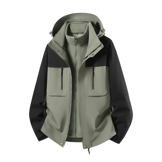 Herren Zweiteiliger Softshell-Parka mit herausnehmbarer Fleece-Innenjacke und Kapuze Nord Taschen