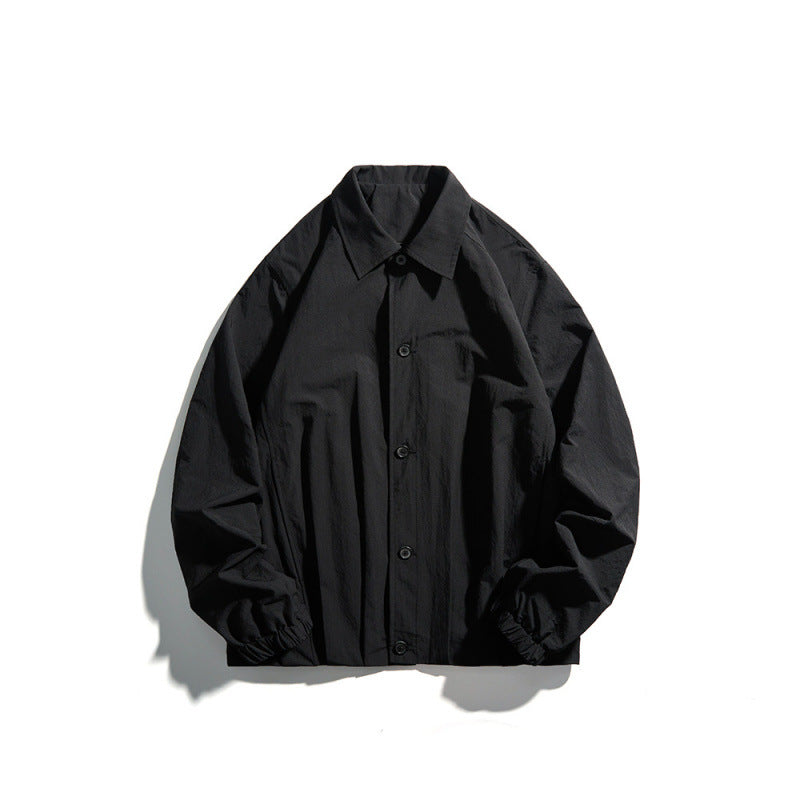 Unisex Leichtes Overshirt-Jacke im Boxy-Cut mit Hemdkragen und elastischen Ärmelbündchen Nord Taschen